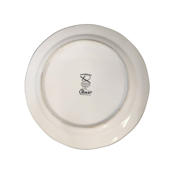 Gibson Rooster Ceramic Plate With Green Rim & Scalloped Edge - 8.5" Diameter - Picture 4 of 6